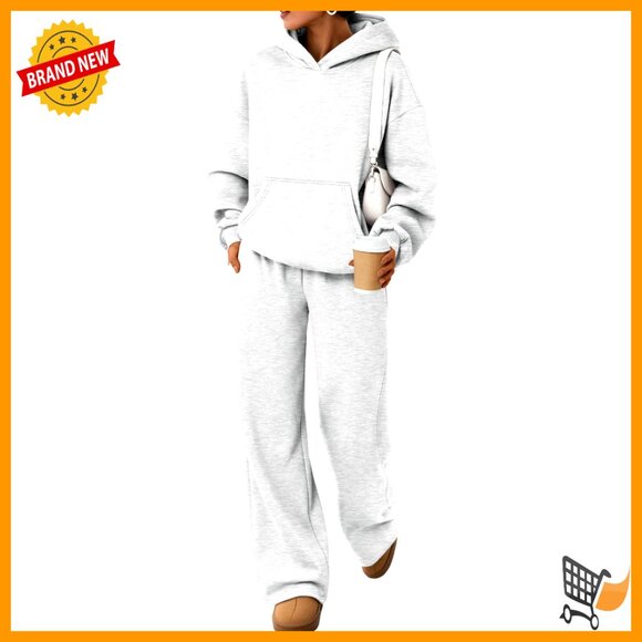 Pants - Oversized Hoodie Sweatsuit Set Wide Leg Pants Lounge Wear Travel Outfit